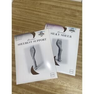 New In Package Vintage 2 Pair JCPenney Sheer Caress Control Top Pantyhose Nude L